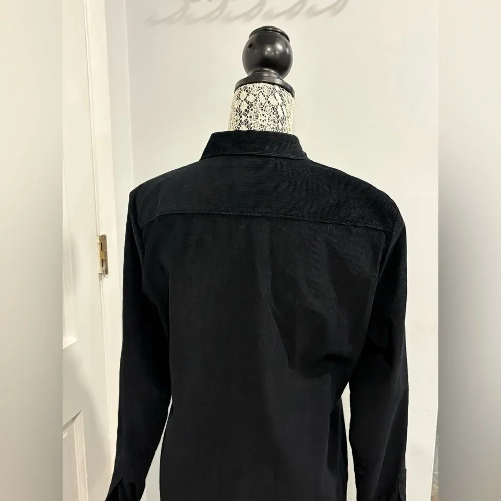 J. Crew Black Corduroy Long Sleeve Shirt Dress